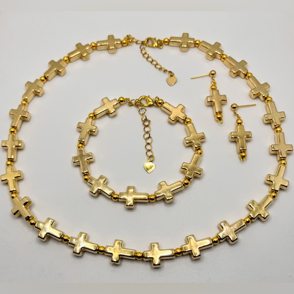 Handmade Gold Cross Set